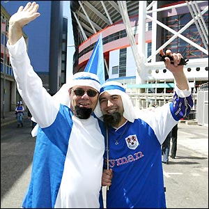 Millwall fans arrive at the Millennium Stadium in plenty of time to soak up the sunshine and the FA Cup final atmosphere