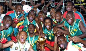 Cameroon celebrate winning the Nations Cup