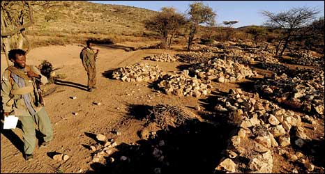 Ethiopian rebels look at alleged mass graves
