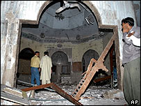 Inside the damaged mosque, 31 May 2004