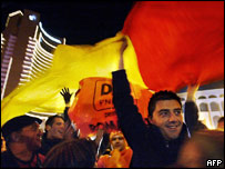 Opposition supporters in a Bucharest square