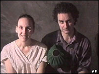 Jon James and Camilla Carr as they appear on hostage video