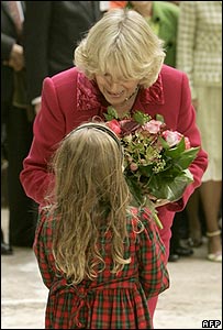 Camilla accepting bouquet