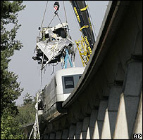 Crashed Maglev train