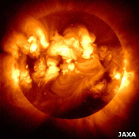 Composite image of multiple solar flares on the Sun (Jaxa)