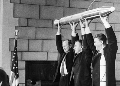 Pickering, Van Allen and Von Braun: the men behind the US Explorer 1 launch. Image: Nasa