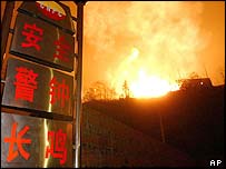 Flames at the Chuandongbei natural gas field 