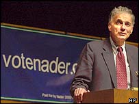 Consumer advocate Ralph Nader, during the 2000 election campaign