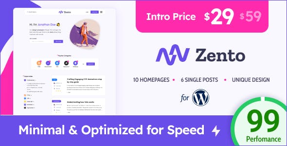 Zento - Modern & Lightweight Blog for WordPress
