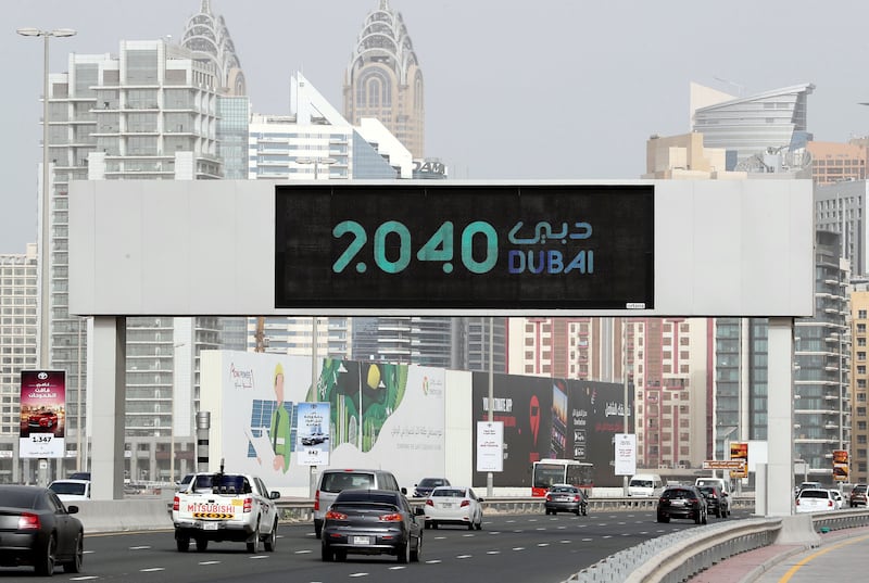 Dubai, United Arab Emirates - Reporter: N/A. News. Standalone. A 2040 Dubai sign of Hessa Street. New plan to build up five main urban centres, increase economic and recreational areas and preserve nature, to draw tourists and residents. Sunday, March 14th, 2021. Dubai. Chris Whiteoak / The National