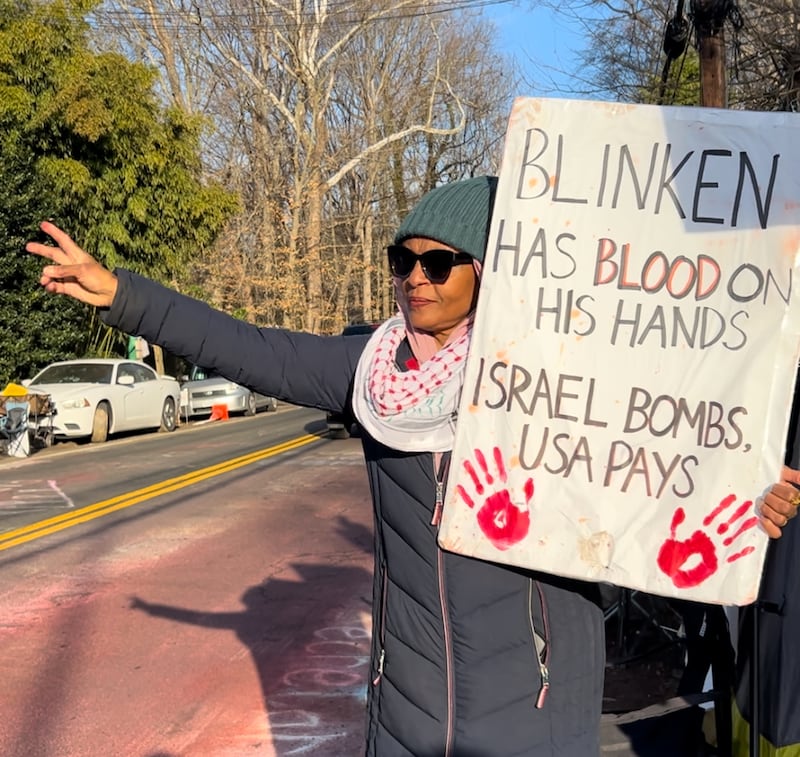 Huda Suliman has been camping outside of US Secretary of State Antony Blinken's home every night for more than two weeks. She says she 'just wants people to be more aware' of US policy towards Palestinians
