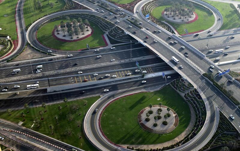 Dubai, United Arab Emirates - Reporter: N/A. Standalone. General view of traffic in Dubai. Tuesday, March 23rd, 2021. Dubai. Chris Whiteoak / The National