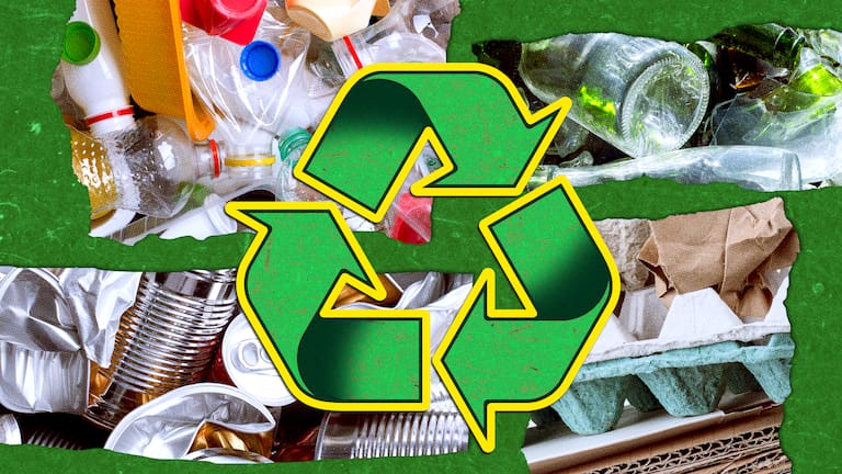 Are you committing recycling crimes? Composition image by Leon Hyman (Source: 1News/Getty) 