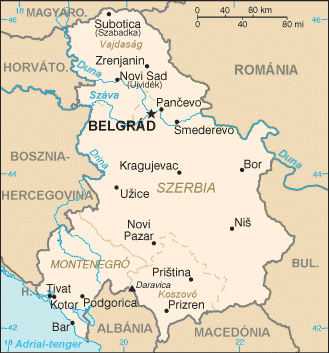 Szerbia és Montenegró térképe