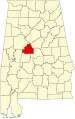 State map highlighting Bibb County
