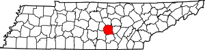 Map of Tennessee highlighting Warren County
