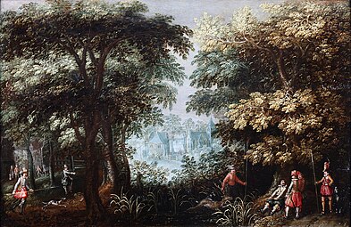 Paysage avec chasseurs et vue sur le village (collection privée hollandaise).