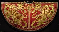 Coronation cloak of King Roger II of Sicily, 1133. Silk scarlet cloth dyed with kermes, made from female Kermes scales