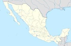 Mapa konturowa Meksyku, w lewym górnym rogu znajduje się punkt z opisem „Tijuana”