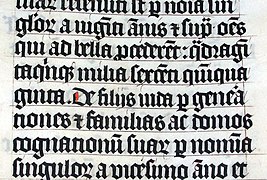 Petikan manuskrip Bible bahasa Latin bertarikh 1407 disimpan di Malmesbury Abbey, Wiltshire, England