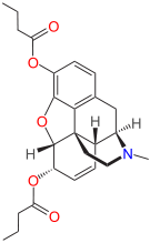 Chemical structure of dibutyrylmorphine.