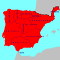 Hispania Visigothic u d-diviżjonijiet reġjonali tagħha fis-sena 700, qabel il-konkwista