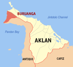 Map of Aklan with Buruanga highlighted