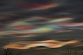 Polar stratospheric clouds displaying a Nacreous iridescence