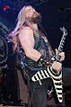 Zakk Wylde plays a Flying V with his signature bullseye paint job in 2006 with Black Label Society