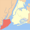 Letak Staten Island ditandai warna oranye.
