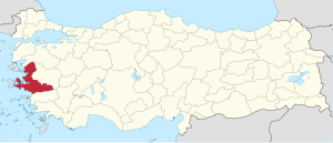 Location of İzmir Province in Turkey