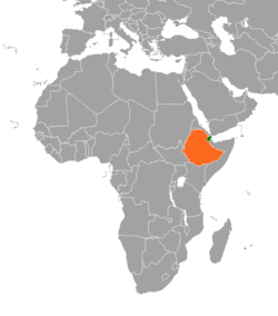 Map indicating locations of Djibouti and Ethiopia