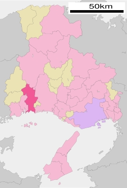Tatsunon sijainti Hyōgon prefektuurissa