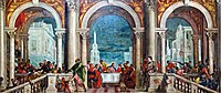 Paola Veroneseho: Hostina v domě Leviho (původně Poslední večeře Páně namalovaná 1573; dnes Gallerie dell'Accademia, Benátky)