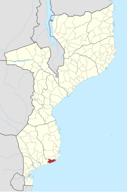 Zavala District on the map of Mozambique