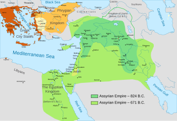 מפת האימפריה האשורית החדשה