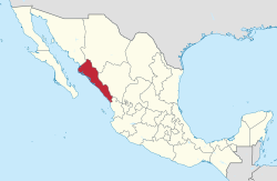 Sinaloan sijainti Meksikossa