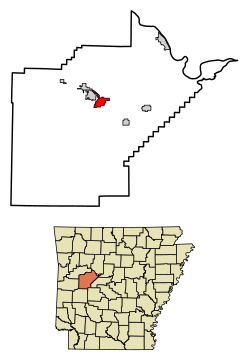 Location of Danville in Yell County, Arkansas.