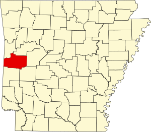 Map of Arkansas highlighting Scott County