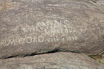 Names right on Independence Rock, particularly of R. McCord in 1850