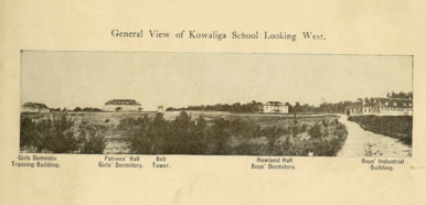 View west of buildings at Kowaliga Academic and Industrial Institute
