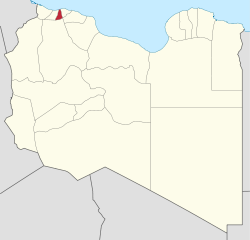 Map of Libya with Jafara district highlighted