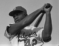 Jackie Robinson, Brooklyn Dodgers third baseman, 1954