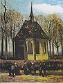 Het uitgaan van de Hervormde Kerk te Nuenen, 1884