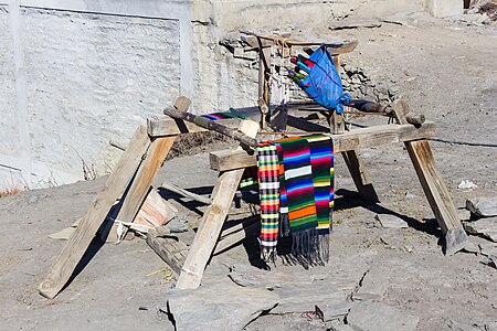 Traditional treadle loom at Ranipauwa Muktinath, Nepal (another image)