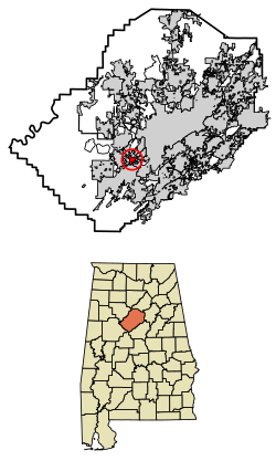 Location of Brighton in Jefferson County, Alabama.