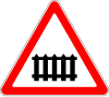 Level crossing ahead, with barriers or gates