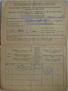 Soviet International Certificate of Vaccination or Revaccination Against Yellow Fever.