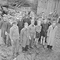 Захваченные в плен британскими войсками юные бойцы Гитлерюгенда в районе города Букстехуде. 1944