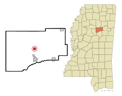 Location of Walthall, Mississippi